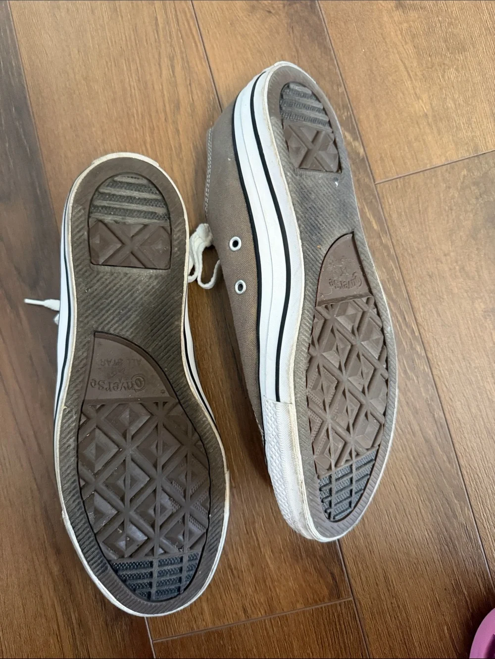 Converse Low Top Canvas Sneakers - Taupe with White - Picture 2 of 2
